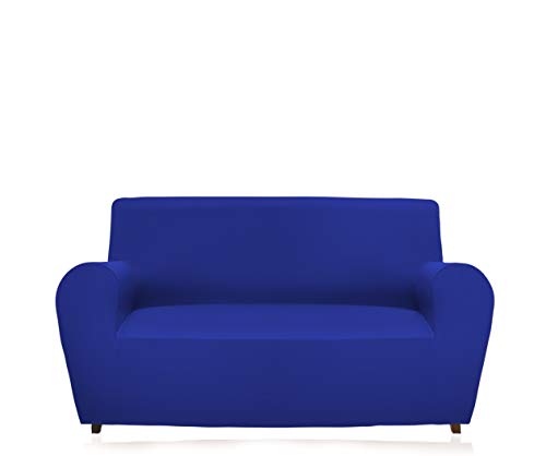 GEMITEX Magic 4 Seater Sofa Cover in Plain and Stretch Fabric COPRIDIVANO 4 POSTI CON SCHIENALE FINO A 280 CM electric blue