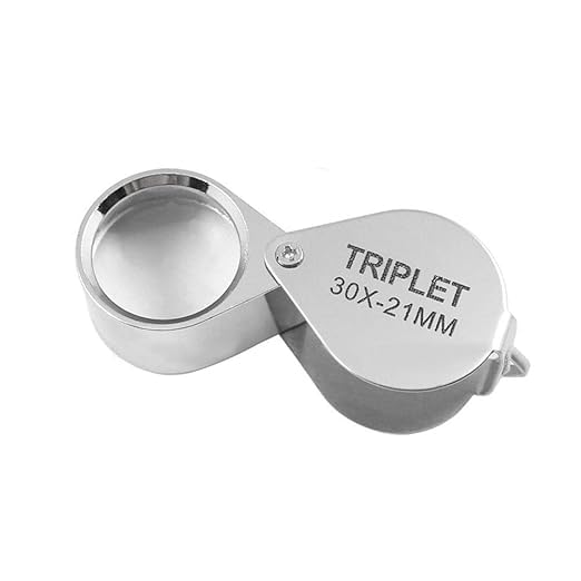 HOUSE HATCH Triplet 30X 21mm Jewelry loupe Portable Folding Magnifier, Pocket Handheld Tools Handheld Magnifying Glass for Jewelers, Coin and Stamp Collectors