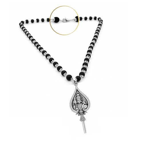 Image of Karungali Malai with Lord Murugan Locket - Original Ebony Wood Karungali Mala Beads | Spiritual Protection Necklace for Murugan Devotees | Pooja, Meditation & Daily Wear
