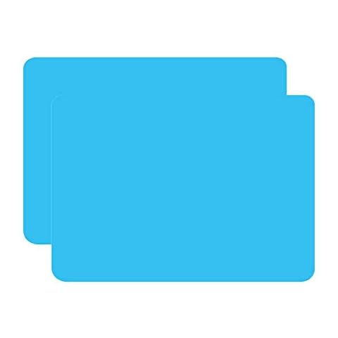 40x30cm Silicone Placemats for Kids, More Thicker and Heavier, Non Stick Heat Resistant Tablemat, Kitchen Dining Table Mats Place Mat (Blue (T:0.1cm), 2) Cover