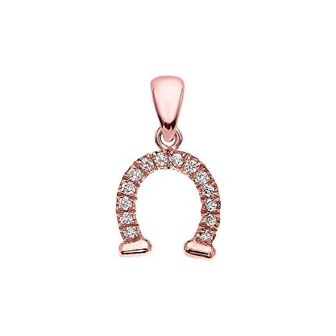 Reversible Diamond And High Polish Plain 10k Rose Gold Horseshoe Good Luck Charm Dainty Pendant Cover