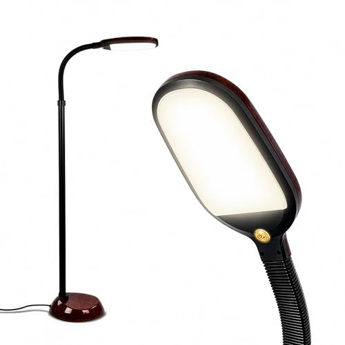 Brightech Litespan - Bright LED Floor Reading Lamp for Over Chair Crafts and Reading, Estheticians' Light for Lash Extensions, Adjustable Standing Lamp for Living Room, Bedroom, Office - Havana Brown