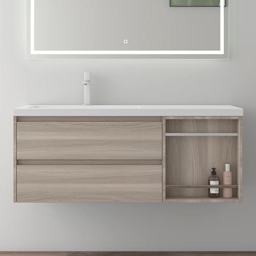 Mai & Mai Badmöbel-Set Waschtisch mit Unterschrank mineralguss Waschbecken-Unterschrank 120x46x49cm Al Oak Open