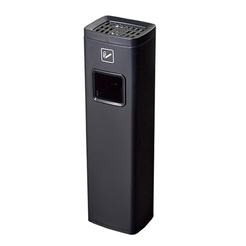 zxhrybh Cenicero de Acero Inoxidable, Cubo de Basura con Cenicero de Pie, con Tapa de Ascensor, Ceniceros Portatil, para Vestíbulo, Pasillo(Black)