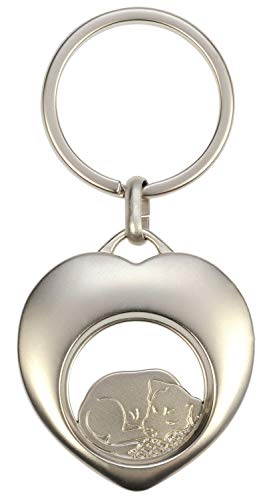 Preisvergleich Produktbild HappyGifts Metall Schlüsselanhänger Herz - Chiphalter mit Hundewelpen Chip