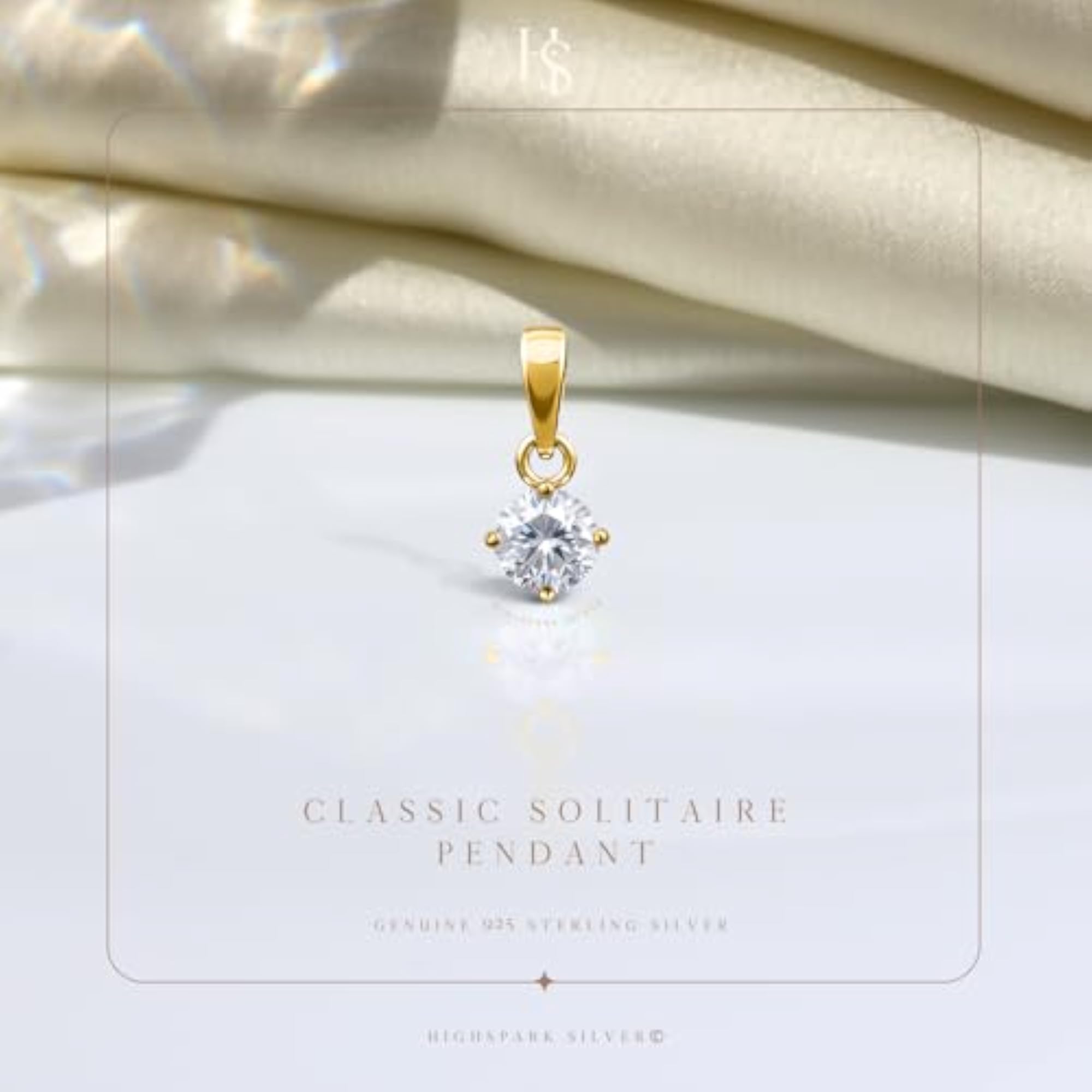 Women's Silver Solitaire Pendant with Sparkling Zirconia
