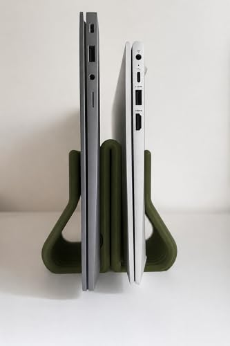Image of Yellow Lab | Vertical Laptop Stand | Dual Slots | Compatible with All laptops | Space-Saving Design | Scratch-Resistant | Green | (Army Green)