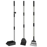 Awayhall Pelle Ramasse Crottes pour Chiens et Râteau Métal, Kit de Ramasse Crotte de Jar...