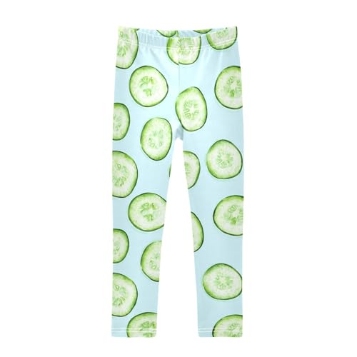 Cucumber Slices Girls Leggings,Workout Leggings for Girls Toddler Athletic Legging Size for 3-10T