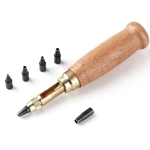 Sekfpnk Locher zum Nähen mit sechs Verschiedenen Lochgrößen Lochdurchmesser verfügbar: 1 5/2/2 5/3/3 5/4 mm Holzgriff lochstanzer leder geeignet für Leder Gürtel und andere Materialien