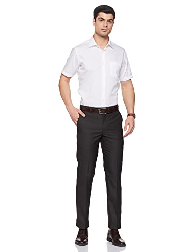 Image of Park Avenue Men Men's PLEATLESS Smart FIT Dark Brown Formal Trouser