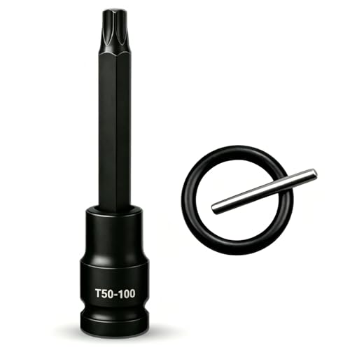Image of T50 Torx Bit Socket, Long Torx Bits, 1/2" Drive T50 Impact Socket for Hard to Reach Areas, Professional T50Torx Bit Socket Male Star, Extra Long Impact Socket for Mechanics and DIY Projects