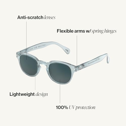 Image of IZIPIZI SUN #C Sunglasses Men & Women - Pantos with Biobased Frame, Anti-Scratch Grey Lenses, 100% UV Category 3 Protection