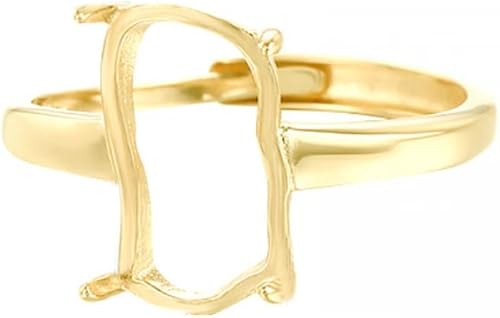 Base de anillo ajustable de plata de ley 925 para anillo de piedra irregular de 0.276 x 0.551 in, ajuste en blanco, fabricación de joyas, regalo
