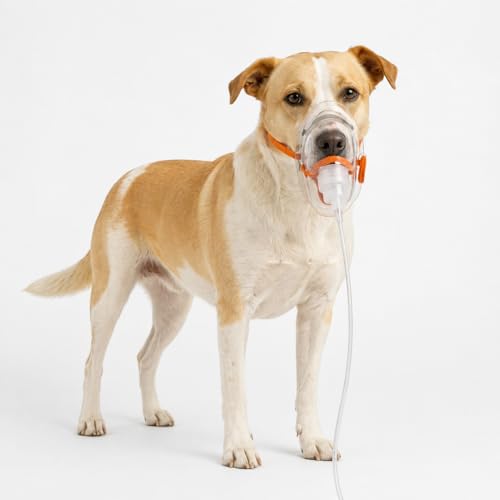 Pet Oxygen Mask Set for Veterinary Use - Standard Connector Tubing Provides Oxygen Support for 377 lbs Dogs & Cats Compatible with Most Oxygen Concentrator Models (Mediumfor Dogs)