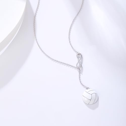 925 Sterling Silver Infinity Volleyball Necklace Pendant Jewelry Volleyball Gifts for Players Women Lover3