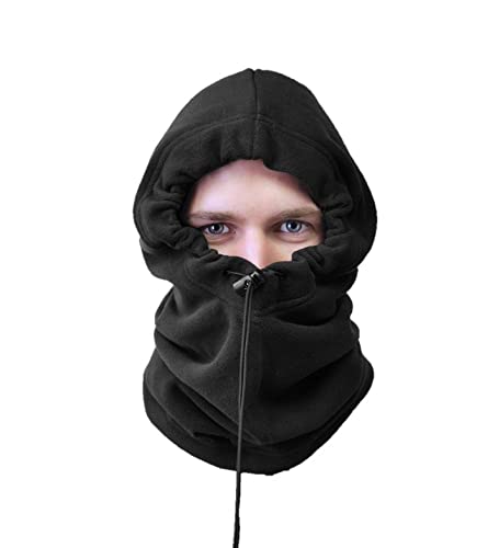 Wind-Resistant Balaclava Winter Face Mask, Fleece Ski Mask for Men and Women, Warm Face Cover Hat Cap Scarf Full Protection Black