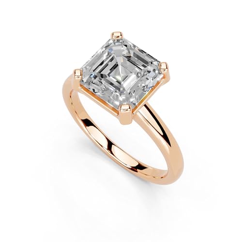 1-5 Carat 14K 18K Gold Platinum Asscher Cut 4 Prong Solitaire Lab Grown Diamond Ring, Engagement, Anniversary Wedding, IGI Certified Promise Rings for Women (1-5 Ct, F-G Color, VS1-VS2 Clarity)