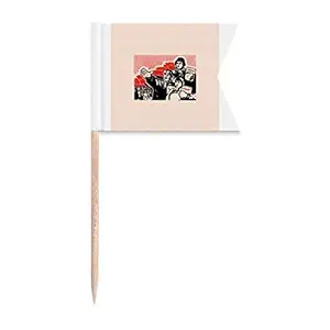 China Red Education Propaganda Road Toothpick Flags Labeling Marking for Party Cake Food Cheeseplate