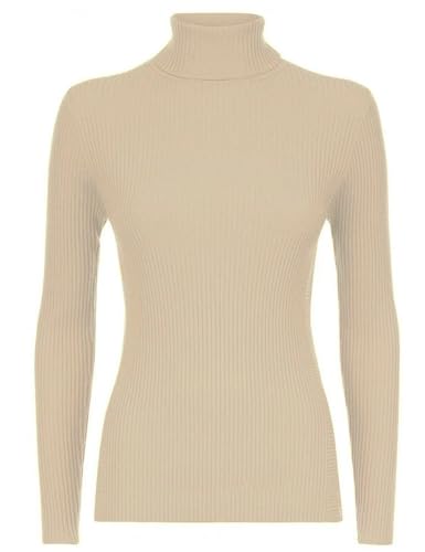 NY Deluxe Edition Jersey acanalado para mujer, cuello tortuga, acanalado, talla S/M M/L