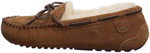 Dearfoams Women's Fireside Water Resistant Indoor/Outdoor Shearling Victoria Moccasin with Tie Slipper, Chestnut,8 | Image 7
