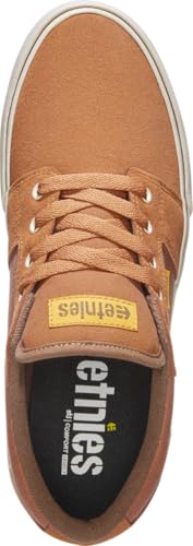 Image of Etnies Barge LS - Classic Skate Look, Slim Vulcanized Silhoutte, Hefty Armored Collar, Reinforced Vulc - Brown /Gold /Yellow - 9