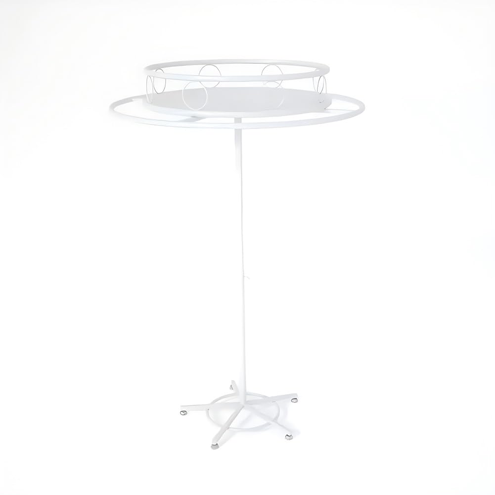 JKJZSALJ Rotatable Round Clothes Display Rack, Freestanding Garment Display Retail Rack, Hanging Metal Clothes Rack, Ribbon Storage Display Rack Scarf Coat Hanger,White,100cm/39.4in