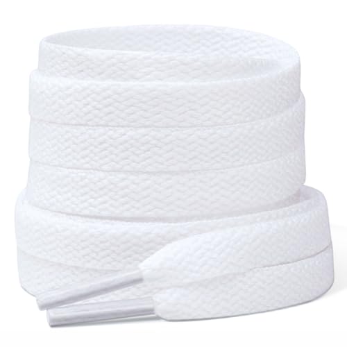 Stepace [2 Pairs Flat Shoe Laces for Sneakers 5/16 Width 30-72 Length 26 Color Shoelaces White 54(137 cm)
