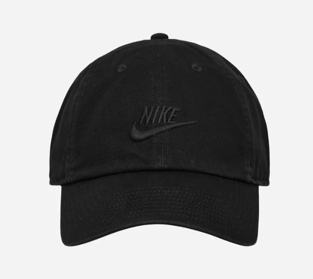 Image of Nike Club Swoosh Cap /w Adjustable Strap - Unisex (US, Alpha, Small, Medium, H86 Black /Black)