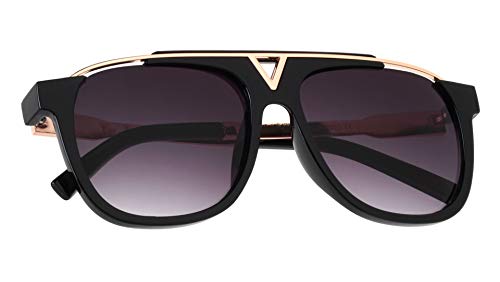 Khan Spoiler - Art Deco V Shape Frontal Plastic Cut Bridge Modern Aviator Sunglasses2