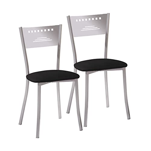 Sillas Cocina ASTIMESA Dos Sillas de Cocina Diseño Trapecio Negro (1 caja con dos sillas)