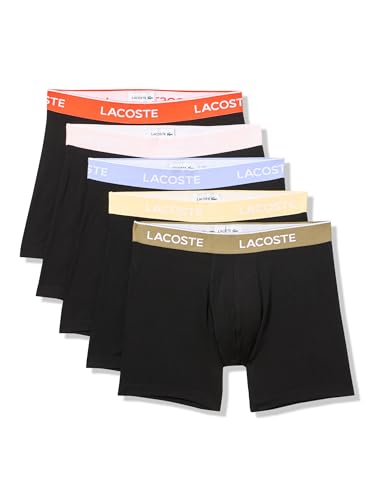 Opiniones de Bóxers para Hombre los más solicitados. 46 Lacoste - Calzoncillos Tipo Calzones elásticos de algodón para Hombre, Paquete de 5 (exclusivos de Amazon), Negro/Desinvotte/Flamenco/Delphinium/Olive/Sésamo, Large