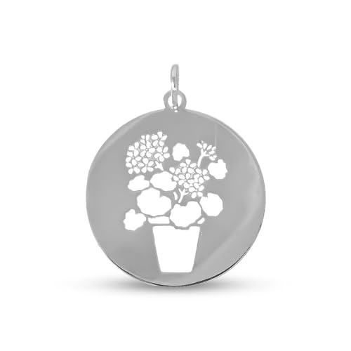 Patios de Córdoba Colgante Plata Ley 925m maceta geranios 25mm. calada típica