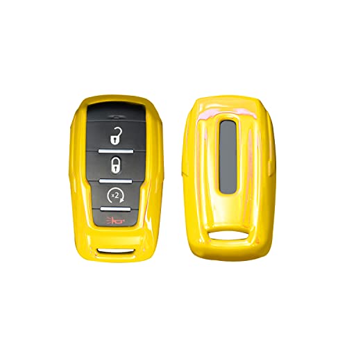 Image of Key Fob Case Cover Key Bag Holder Protection Shell Accessories for Dodge RAM 2018-2026,Yellow