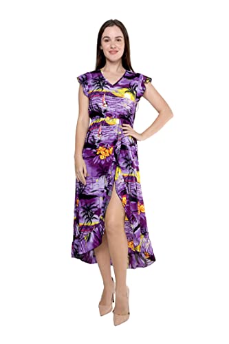 Image of Matchable Couple Hawaiian Shirt or Wrap Dress Signature Prints Sunset | Sold Individually; Soft Rayon Fabric; Lightweight Comfort; Signature Tropical Prints; Vacation Ready