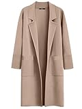 LILLUSORY Women's Long Dressy Cardigan Sweaters Fall Oversized Cozy Jacket Outfits 2025 Date Night Winter Trench Coats Almond XS