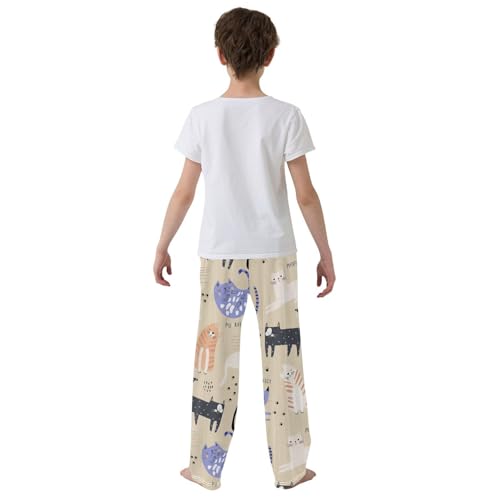 Boys' Pants Animal Cute Colorful Cats Kitten Long Bottoms Jogger Pants Elastic Waist Trousers with Pockets S-XL3