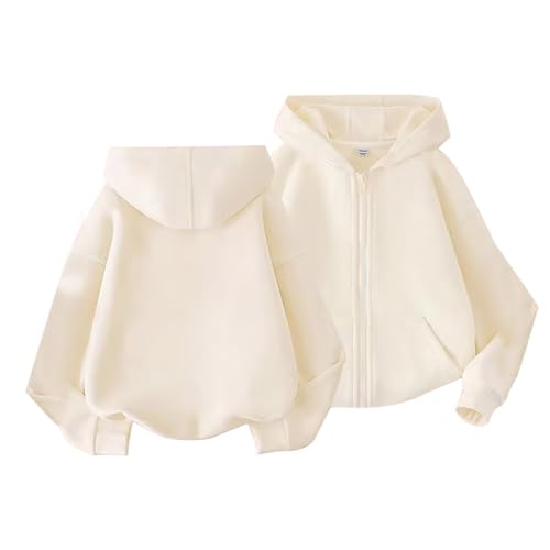 BILIKEYU Boys Girls Fleece Coats Zip up Solid Color Fall Winter Hooded Outwear Jackets with Pockets for Kids 1