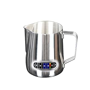 Anwangda Melkkan, RVS Handheld Stoomende Melk Opschuimende Werper Roestvrij, Vlekbestendig, Crash-Proof, Hittebestendige Melkopschuimer Pitcher voor Barista Cappuccino Espresso Making (Maat: 350ml)