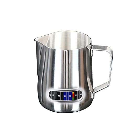 Anwangda Melkkan, RVS Handheld Stoomende Melk Opschuimende Werper Roestvrij, Vlekbestendig, Crash-Proof, Hittebestendige Melkopschuimer Pitcher voor Barista Cappuccino Espresso Making (Maat: 350ml)