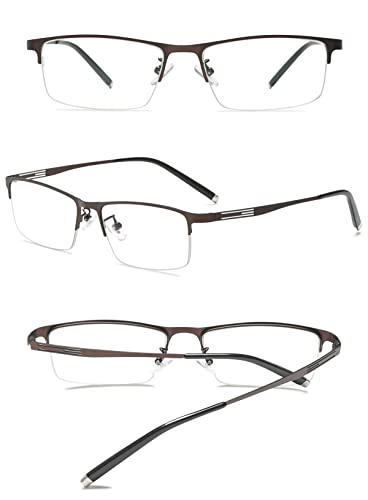 KOOSUFA Photochromic Reading Glasses Sun Readers Eyeglasses Semi Rimless Lightweight UV Protection Sunglasses Eyewear for Men Women 2 in 1 Lenses Darken In Sunlight Brown 2.0 - Image 3