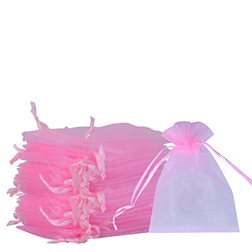 SUSNUAN Pink Organza Gift Bags 20Pcs, 7x9cm Organza Bags Small Jewellery Pouches Wedding Favours Bags for Wedding, Anniversary, Christmas, Baby Shower, Birthday Party Drawstring Gift Bags