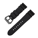 ROUREOX 22-26mm Bracciale Ricambio Morbido Gomma Siliconica Uomo Cinturino Sportivo Impermeabile Fibbia Larga Ardiglione per Panerai-Nero + Nero 26MM