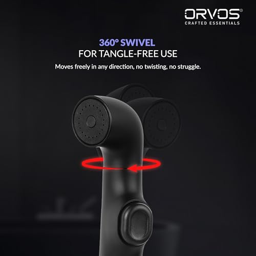 Image of Orvos Premium Health Faucet, Swivel, ABS Outer Body with Brass Pin Inside, Black Color, Gun Only, 360 Degree Rotatable Top, Jet Spray for High End Luxury Toilets