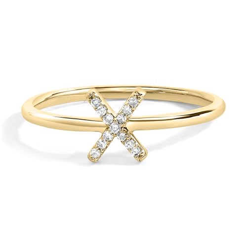 10K Yellow Gold Diamond Accent Initial "X" Ring - Size 7
