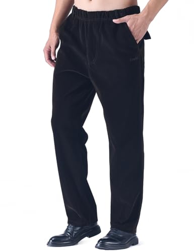 Zoulee New Men's Elastic Waist Zip Fly with Button Closure Classic-Fit Corduroy Pants2