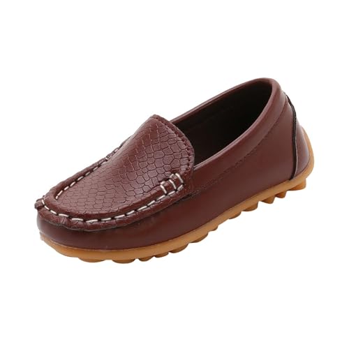 Toddler Boys Girls Loafer Shoes Soft Synthetic Leather Slip On 𝗠occasin Flat Boat Dress Shoes