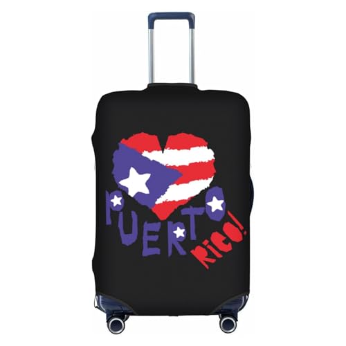 Heart With Puerto Rico Travel Luggage Cover Elastic Suitcase Protector Washable Baggage Covers For Trunk Case Fits 22-24 Inch Luggage