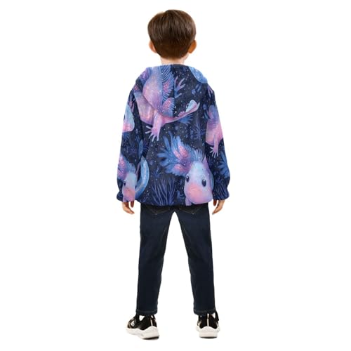 Axolotl with Glow Toddler Fleece Jacket Girl Boys Hooded Fleece Jacket Coat Warm Outwear Zip-up 3-10T4
