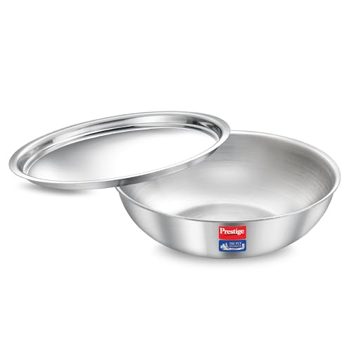 Prestige 18cm/1.2L Tri-Ply Stainless Steel Splendid Tasla with Lid|Gas and Induction Compatible|Even Heat Distribution| Thick Gauge Tri-Ply Body|15 Ye